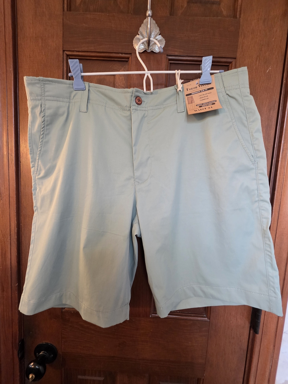 Tailor Vintage Men's Sage Green Flat Front Shorts